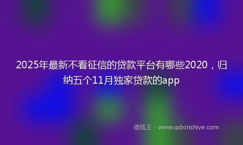 2025年最新不看征信的贷款平台有哪些2020，归纳五个11月独家贷款的app