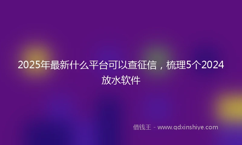 2025年最新什么平台可以查征信，梳理5个2024放水软件