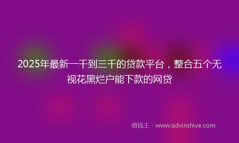 2025年最新一千到三千的贷款平台，整合五个无视花黑烂户能下款的网贷