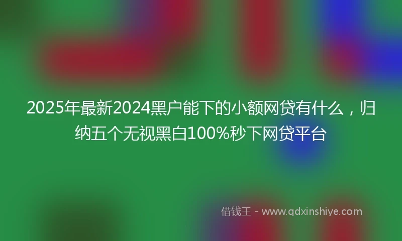 2025年最新2024黑户能下的小额网贷有什么，归纳五个无视黑白100%秒下网贷平台