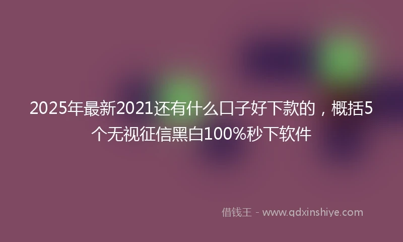 2025年最新2021还有什么口子好下款的，概括5个无视征信黑白100%秒下软件