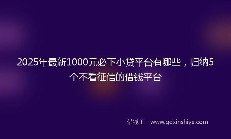 2025年最新1000元必下小贷平台有哪些，归纳5个不看征信的借钱平台