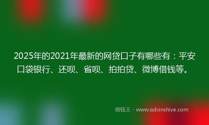 2025年的2021年最新的网贷口子有哪些有：平安口袋银行、还呗、省呗、拍拍贷、微博借钱等。