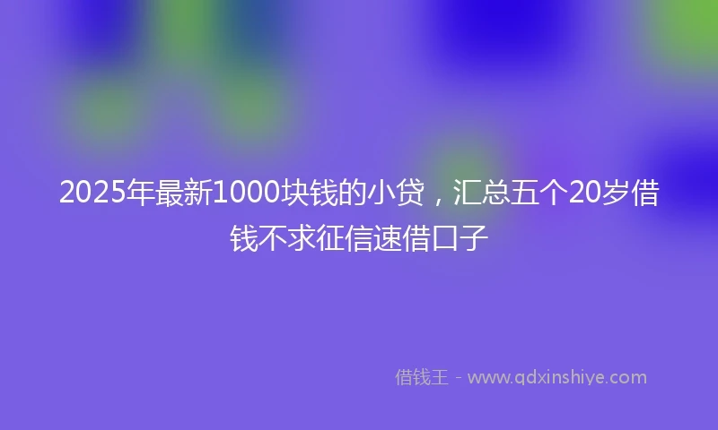 2025年最新1000块钱的小贷，汇总五个20岁借钱不求征信速借口子