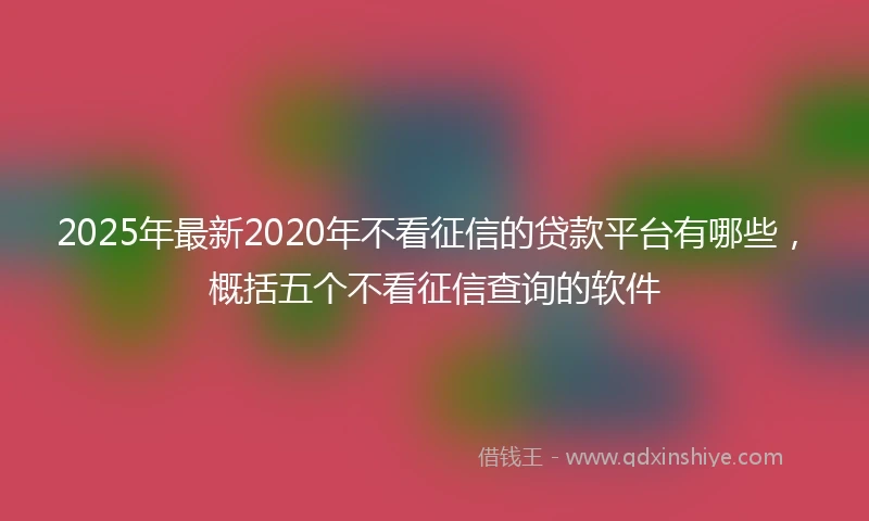 2025年最新2020年不看征信的贷款平台有哪些，概括五个不看征信查询的软件