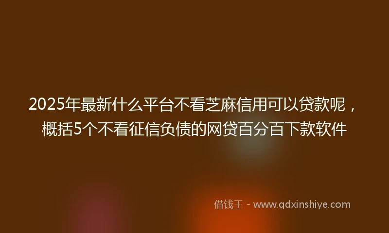 2025年最新什么平台不看芝麻信用可以贷款呢，概括5个不看征信负债的网贷百分百下款软件