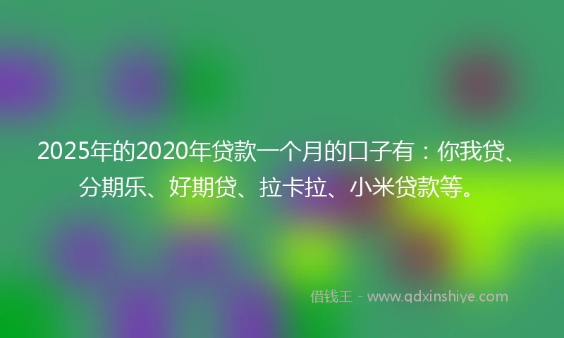 2025年的2020年贷款一个月的口子有：你我贷、分期乐、好期贷、拉卡拉、小米贷款等。