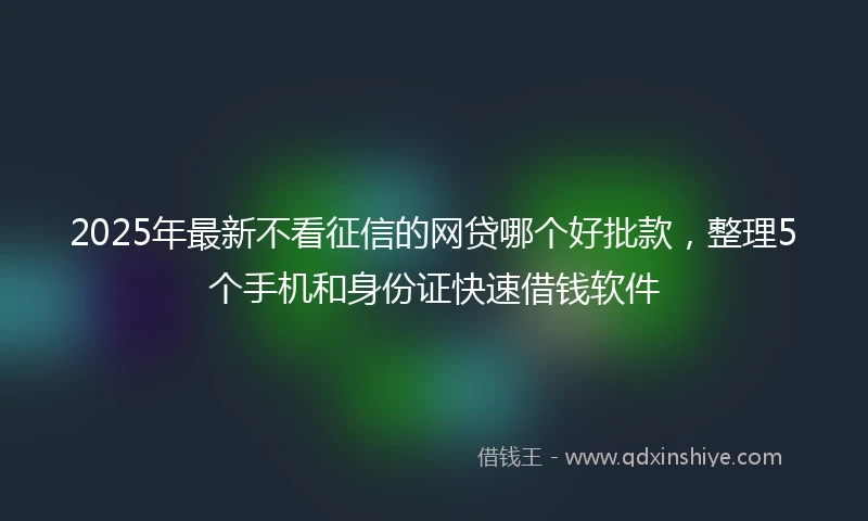2025年最新不看征信的网贷哪个好批款，整理5个手机和身份证快速借钱软件