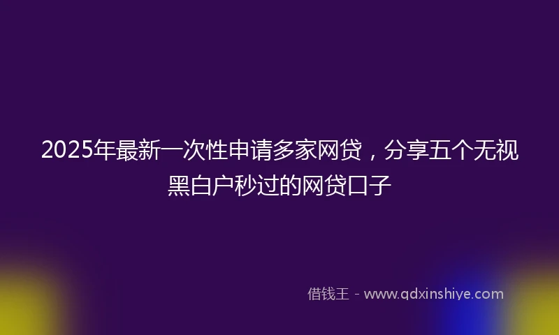 2025年最新一次性申请多家网贷，分享五个无视黑白户秒过的网贷口子