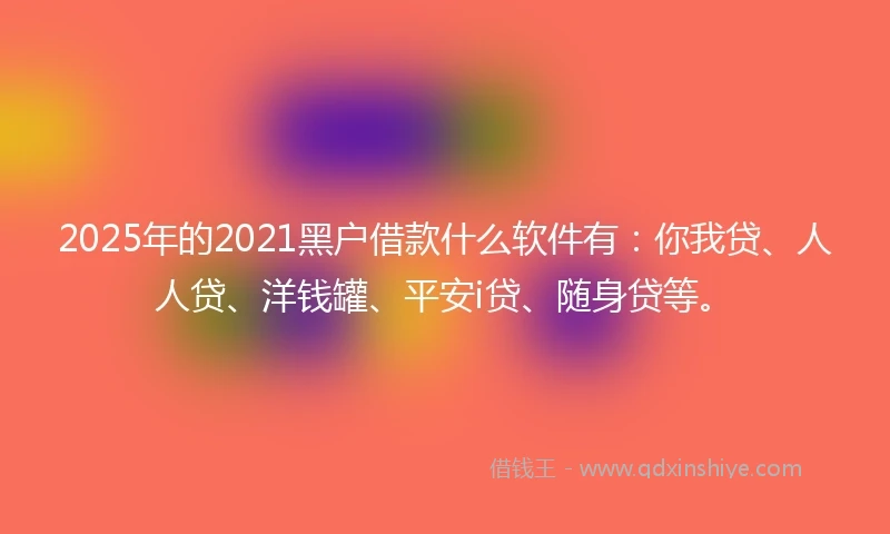 2025年的2021黑户借款什么软件有：你我贷、人人贷、洋钱罐、平安i贷、随身贷等。