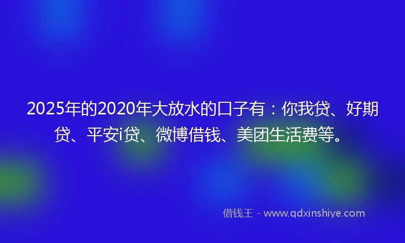 2025年的2020年大放水的口子有：你我贷、好期贷、平安i贷、微博借钱、美团生活费等。