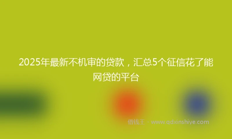 2025年最新不机审的贷款，汇总5个征信花了能网贷的平台