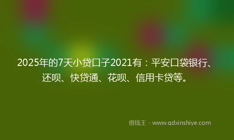2025年的7天小贷口子2021有：平安口袋银行、还呗、快贷通、花呗、信用卡贷等。