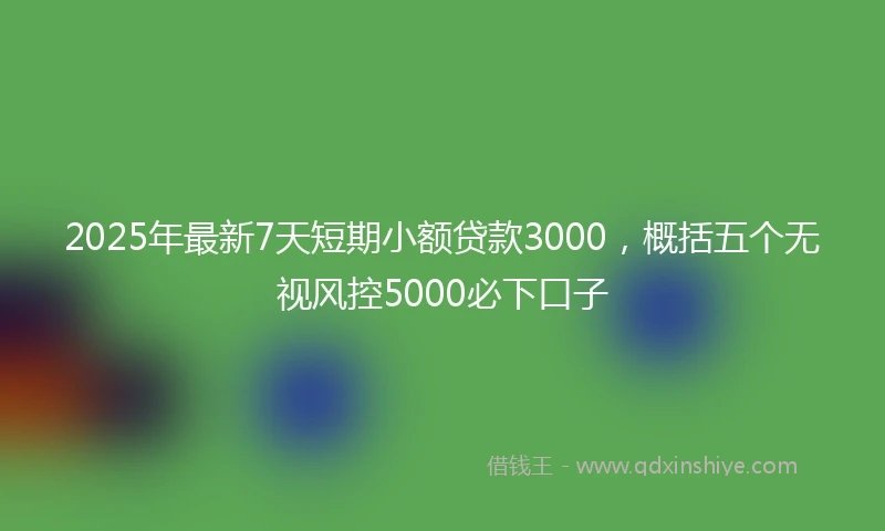 2025年最新7天短期小额贷款3000，概括五个无视风控5000必下口子