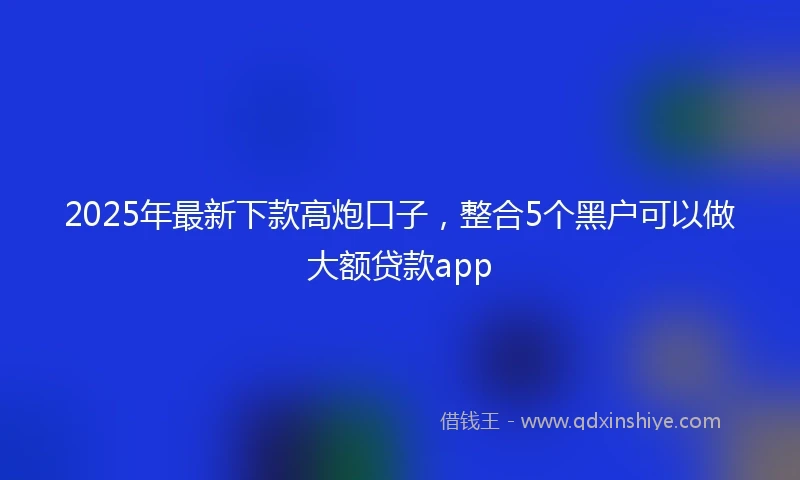 2025年最新下款高炮口子，整合5个黑户可以做大额贷款app