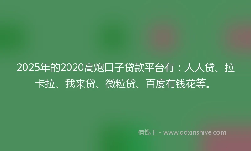 2025年的2020高炮口子贷款平台有：人人贷、拉卡拉、我来贷、微粒贷、百度有钱花等。
