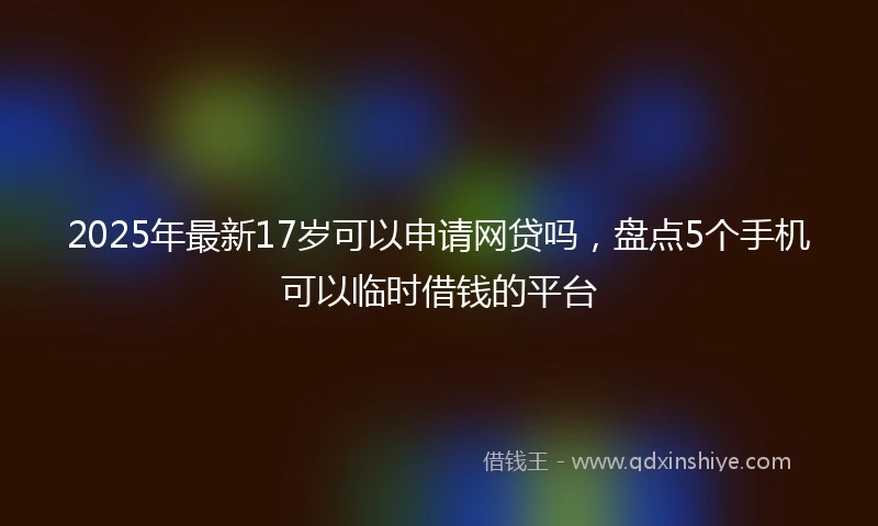 2025年最新17岁可以申请网贷吗，盘点5个手机可以临时借钱的平台