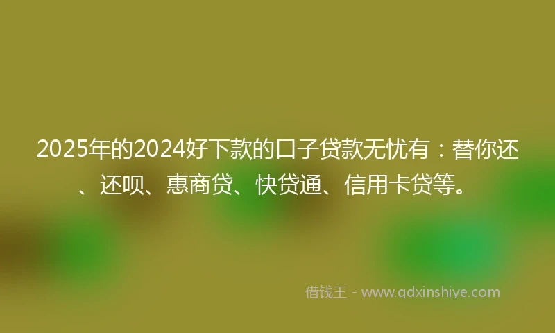 2025年的2024好下款的口子贷款无忧有：替你还、还呗、惠商贷、快贷通、信用卡贷等。