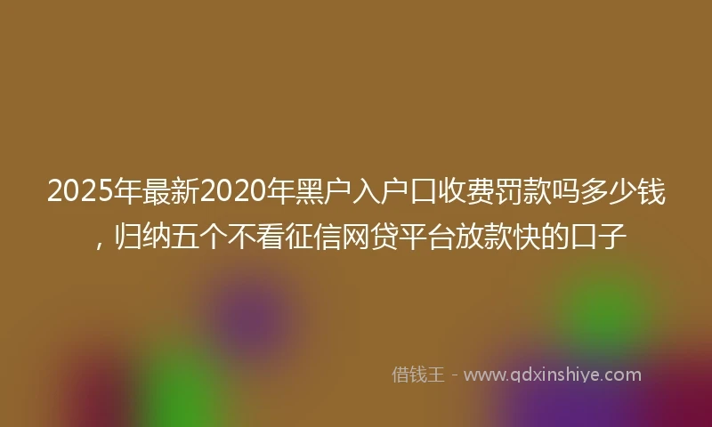 2025年最新2020年黑户入户口收费罚款吗多少钱，归纳五个不看征信网贷平台放款快的口子