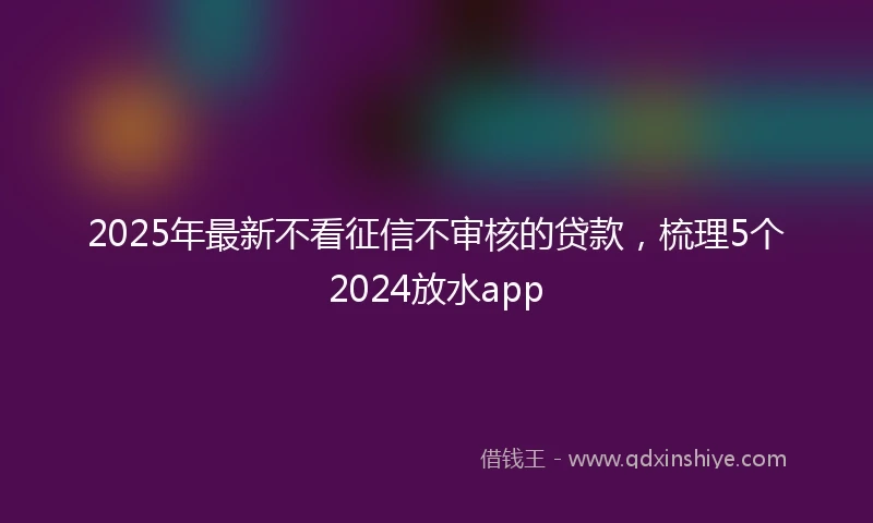 2025年最新不看征信不审核的贷款，梳理5个2024放水app