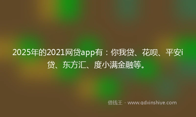 2025年的2021网贷app有：你我贷、花呗、平安i贷、东方汇、度小满金融等。