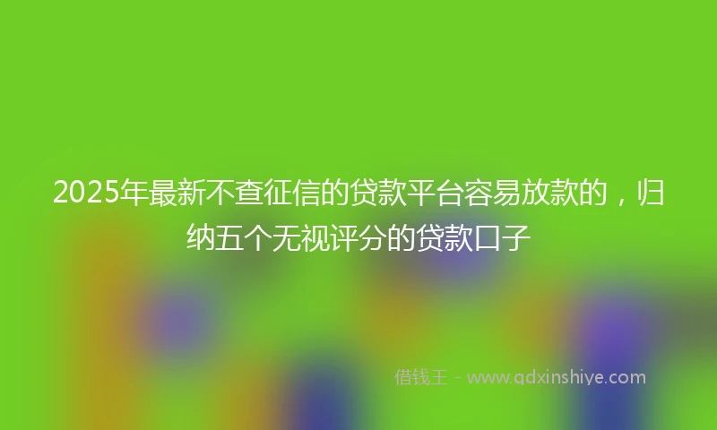 2025年最新不查征信的贷款平台容易放款的，归纳五个无视评分的贷款口子