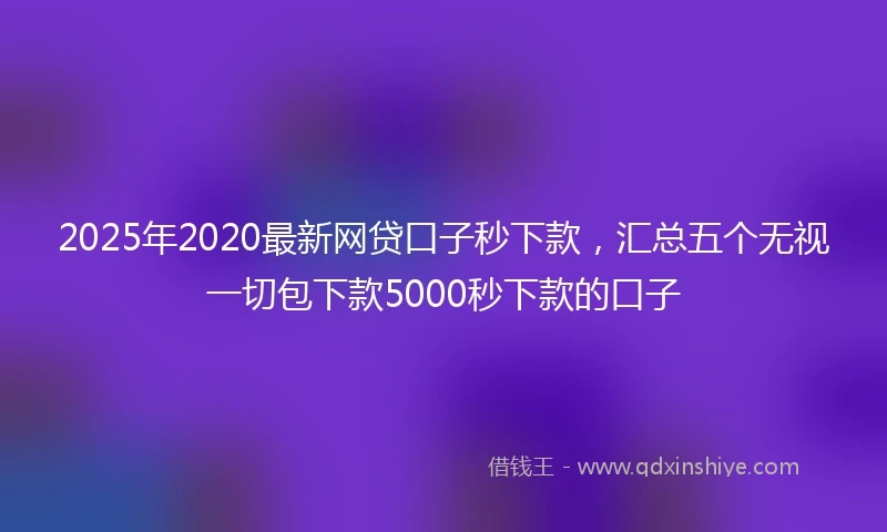 2025年2020最新网贷口子秒下款，汇总五个无视一切包下款5000秒下款的口子