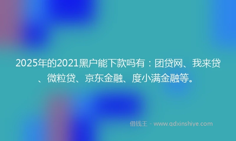 2025年的2021黑户能下款吗有：团贷网、我来贷、微粒贷、京东金融、度小满金融等。