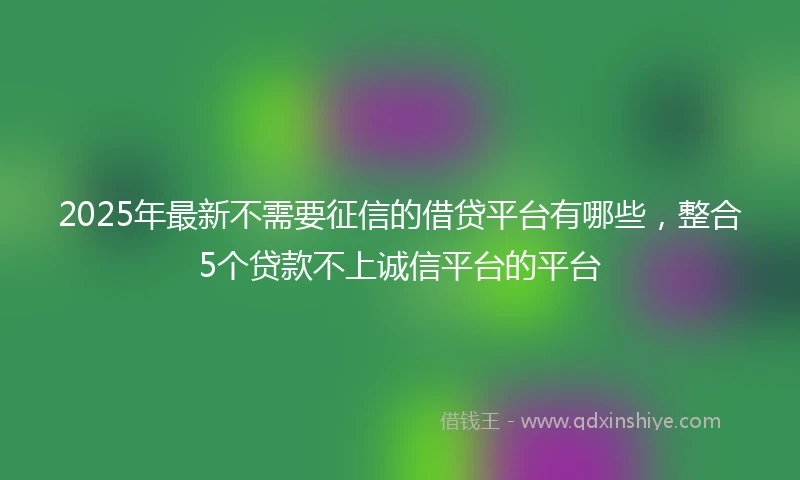 2025年最新不需要征信的借贷平台有哪些，整合5个贷款不上诚信平台的平台