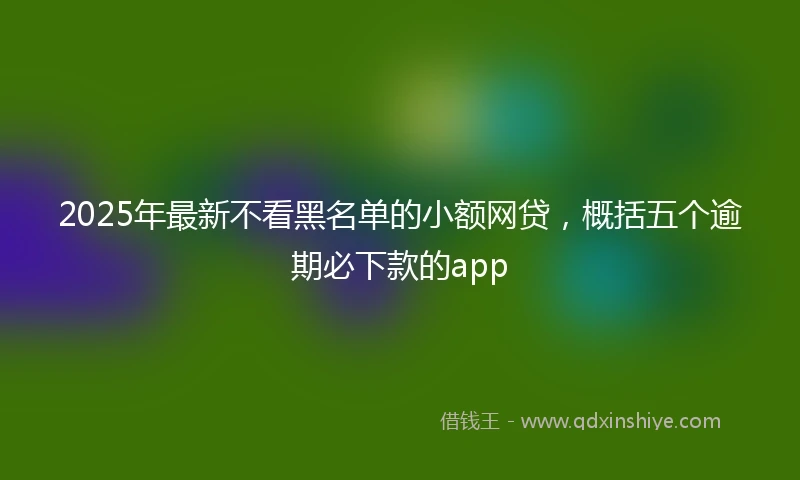 2025年最新不看黑名单的小额网贷，概括五个逾期必下款的app