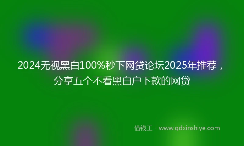 2024无视黑白100%秒下网贷论坛2025年推荐，分享五个不看黑白户下款的网贷