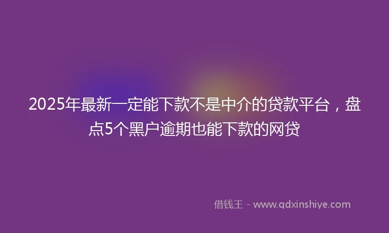 2025年最新一定能下款不是中介的贷款平台，盘点5个黑户逾期也能下款的网贷