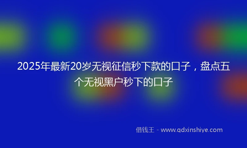 2025年最新20岁无视征信秒下款的口子，盘点五个无视黑户秒下的口子
