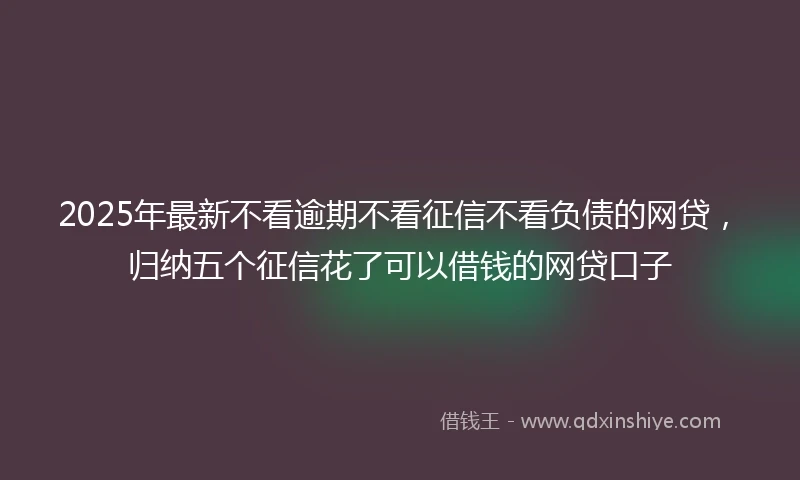 2025年最新不看逾期不看征信不看负债的网贷，归纳五个征信花了可以借钱的网贷口子