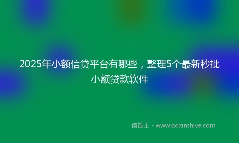 2025年小额信贷平台有哪些，整理5个最新秒批小额贷款软件