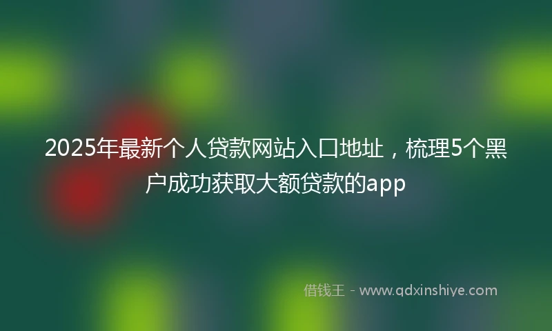 2025年最新个人贷款网站入口地址，梳理5个黑户成功获取大额贷款的app