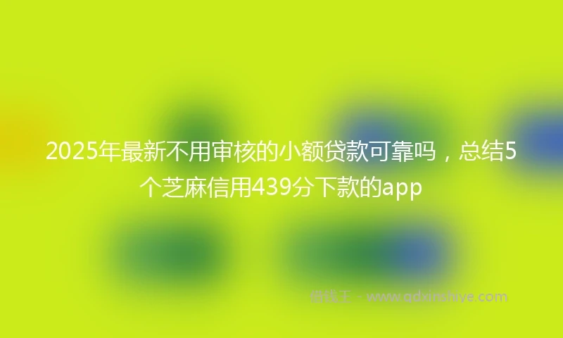 2025年最新不用审核的小额贷款可靠吗，总结5个芝麻信用439分下款的app
