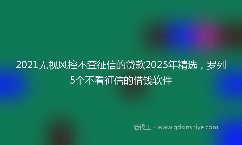 2021无视风控不查征信的贷款2025年精选，罗列5个不看征信的借钱软件
