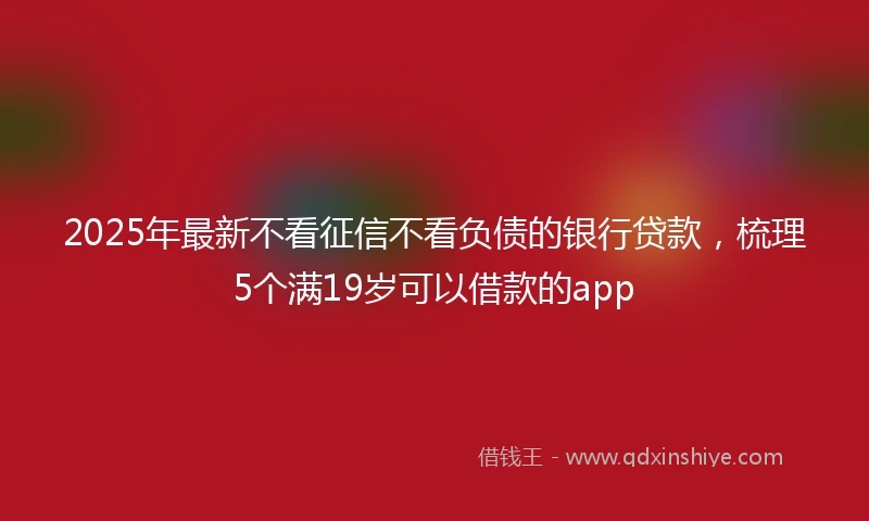2025年最新不看征信不看负债的银行贷款，梳理5个满19岁可以借款的app
