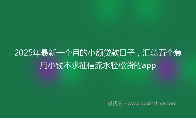 2025年最新一个月的小额贷款口子，汇总五个急用小钱不求征信流水轻松贷的app