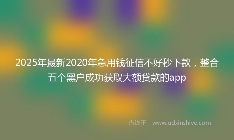 2025年最新2020年急用钱征信不好秒下款，整合五个黑户成功获取大额贷款的app