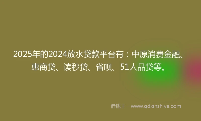 2025年的2024放水贷款平台有：中原消费金融、惠商贷、读秒贷、省呗、51人品贷等。