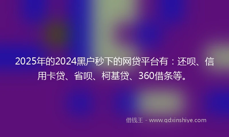 2025年的2024黑户秒下的网贷平台有：还呗、信用卡贷、省呗、柯基贷、360借条等。