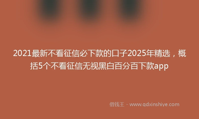 2021最新不看征信必下款的口子2025年精选，概括5个不看征信无视黑白百分百下款app