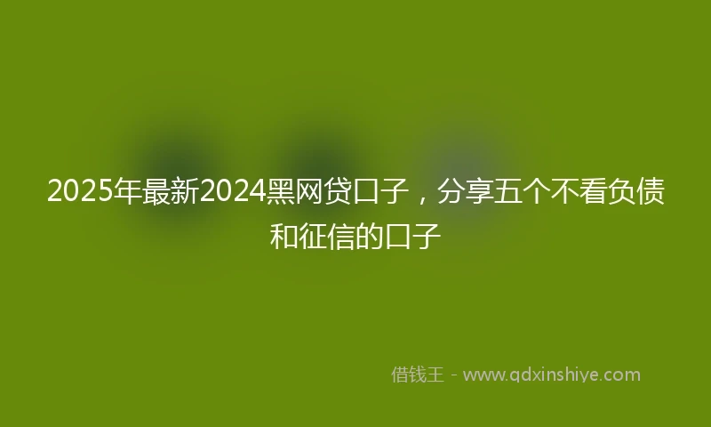 2025年最新2024黑网贷口子，分享五个不看负债和征信的口子