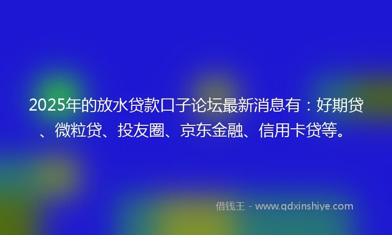 2025年的放水贷款口子论坛最新消息有：好期贷、微粒贷、投友圈、京东金融、信用卡贷等。