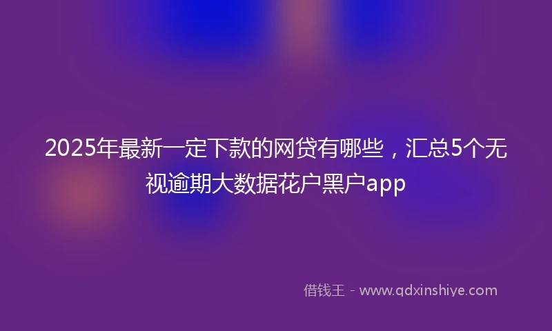 2025年最新一定下款的网贷有哪些，汇总5个无视逾期大数据花户黑户app