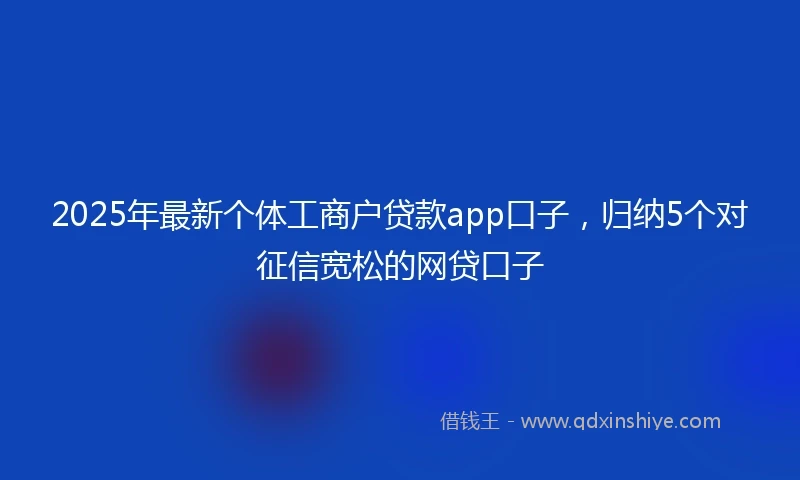 2025年最新个体工商户贷款app口子，归纳5个对征信宽松的网贷口子
