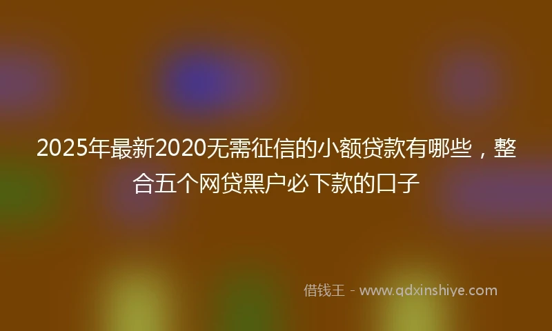 2025年最新2020无需征信的小额贷款有哪些，整合五个网贷黑户必下款的口子