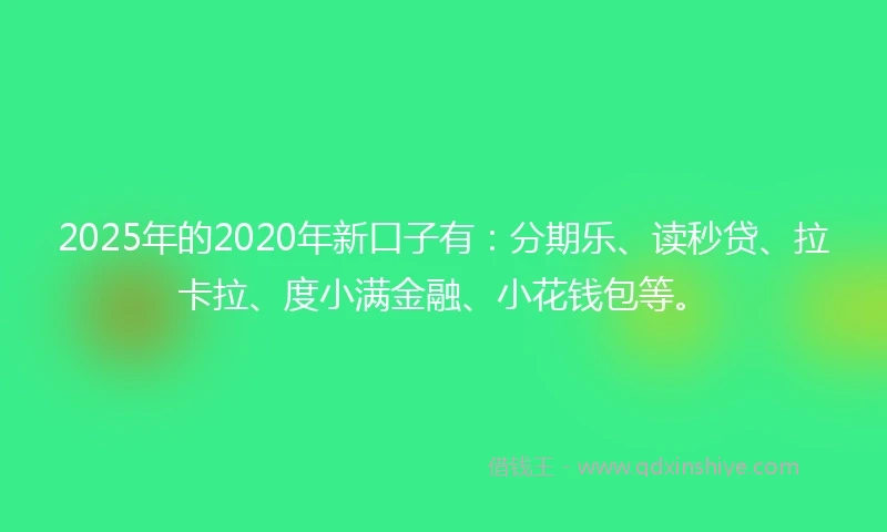 2025年的2020年新口子有：分期乐、读秒贷、拉卡拉、度小满金融、小花钱包等。